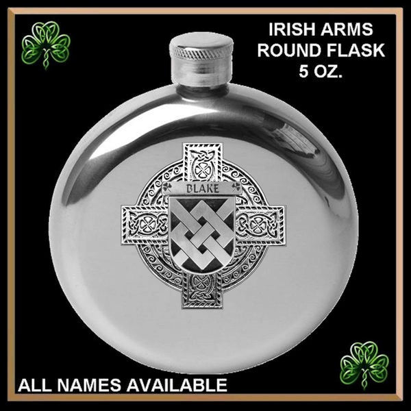 Blake Irish Celtic Cross Round Flask 5 oz