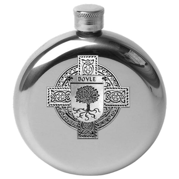 Boyle Irish Celtic Cross Round Flask 5 oz