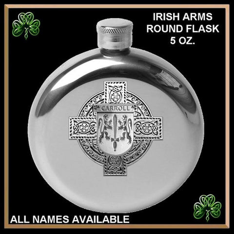 Carroll Irish Celtic Cross Round Flask 5 oz