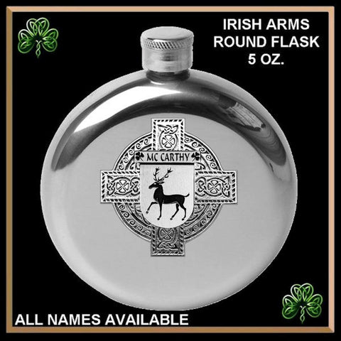 McCarthy Irish Celtic Cross Round Flask 5 oz