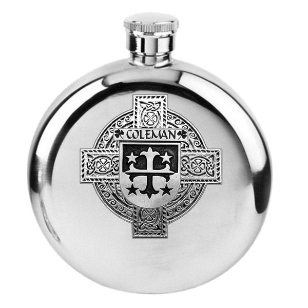 Coleman Irish Celtic Cross Round Flask 5 oz
