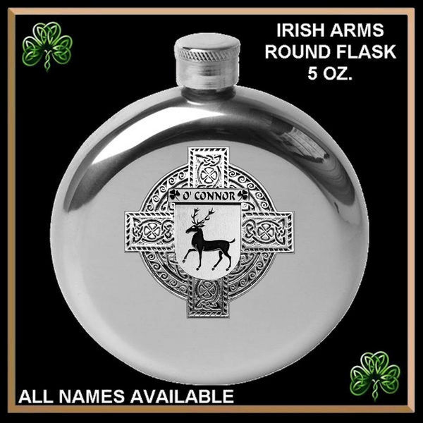 O'Connor Corcomroe Irish Celtic Cross Round Flask 5 oz