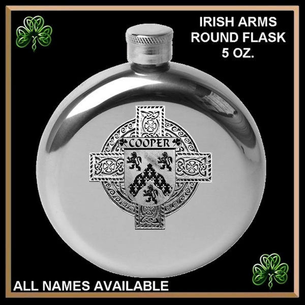 Cooper Irish Celtic Cross Round Flask 5 oz
