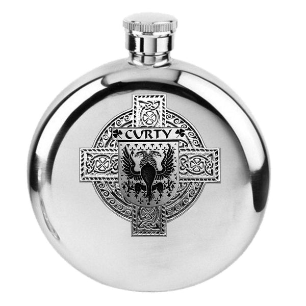 Curty Irish Celtic Cross Round Flask 5 oz