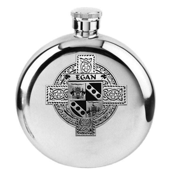 Egan Irish Celtic Cross Round Flask 5 oz