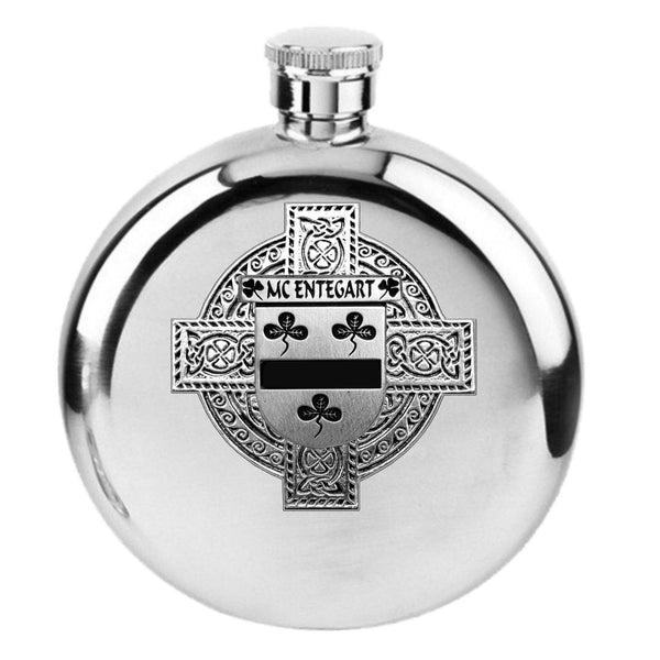McEntegart Irish Celtic Cross Round Flask 5 oz