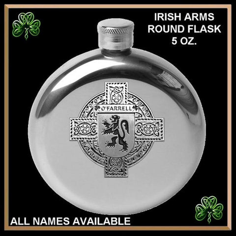 O'Farrell Irish Celtic Cross Round Flask 5 oz