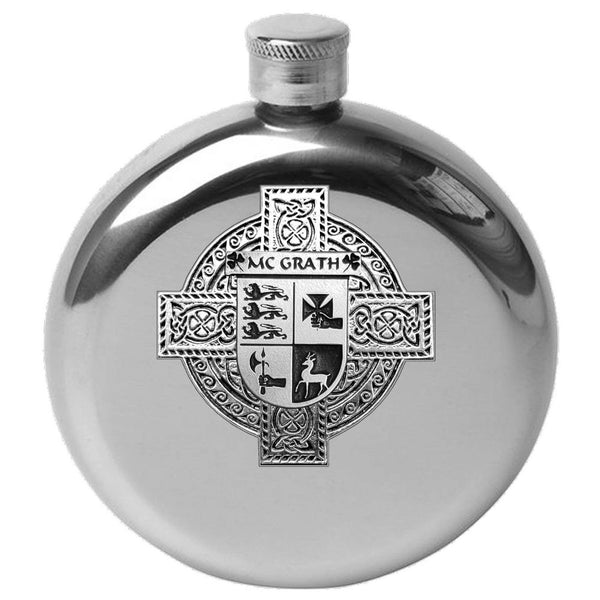 McGrath Irish Celtic Cross Round Flask 5 oz