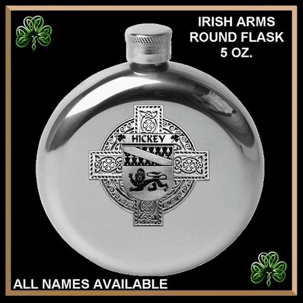 Hickey Irish Celtic Cross Round Flask 5 oz