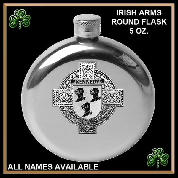 Kennedy Irish Celtic Cross Round Flask 5 oz