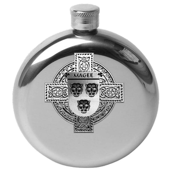 Magee Irish Celtic Cross Round Flask 5 oz