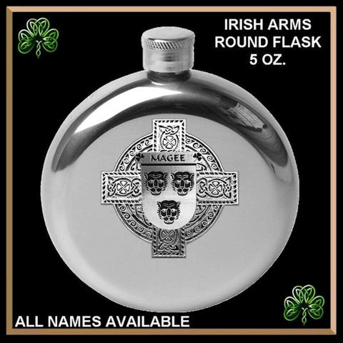 Magee Irish Celtic Cross Round Flask 5 oz