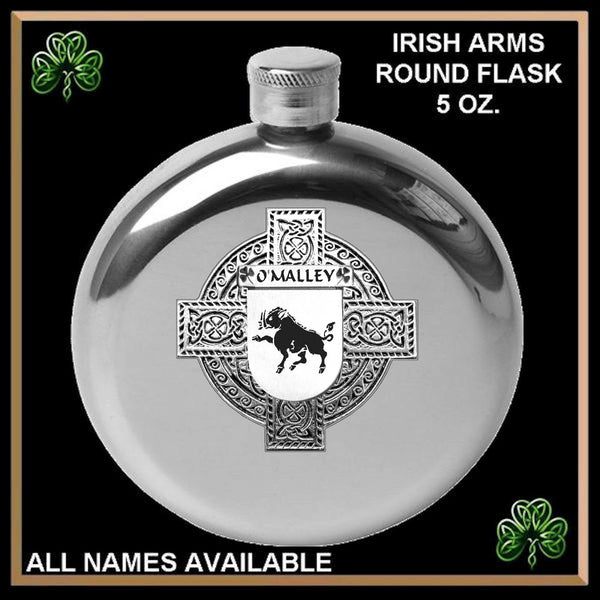 O'Malley Irish Celtic Cross Round Flask 5 oz