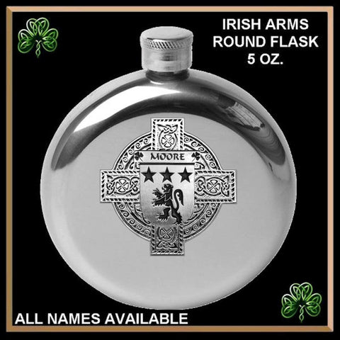 Moore Cross Round Flask 5 oz - All Irish Families
