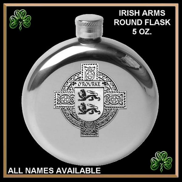 O'Rourke Cross Round Flask 5 oz - All Irish Families