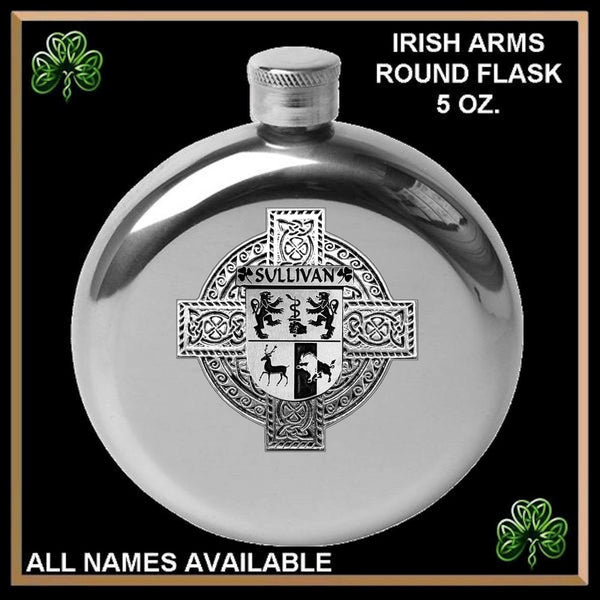 Sullivan Cross Round Flask 5 oz - All Irish Families