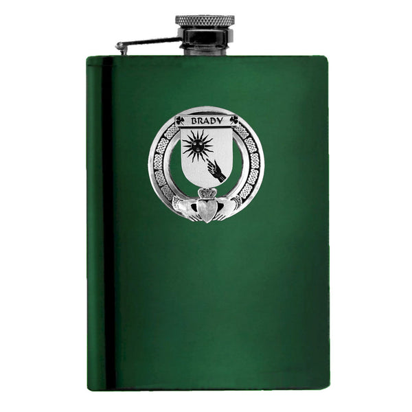 Brady Irish Claddagh Badge 8 oz. Flask Emerald, Ebony or Stainless