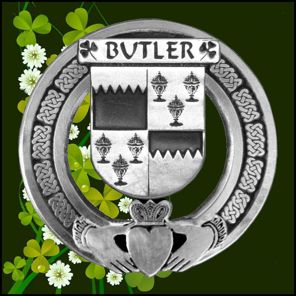 Butler Irish Claddagh Badge 8 oz. Flask Emerald, Ebony or Stainless