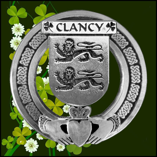 Clancy Irish Claddagh Badge 8 oz. Flask Emerald, Ebony or Stainless