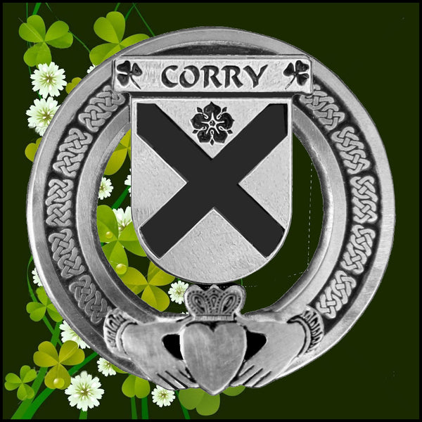 Corry Irish Claddagh Badge 8 oz. Flask Emerald, Ebony or Stainless