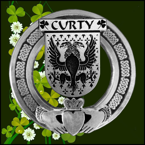 Curty Irish Claddagh Badge 8 oz. Flask Emerald, Ebony or Stainless