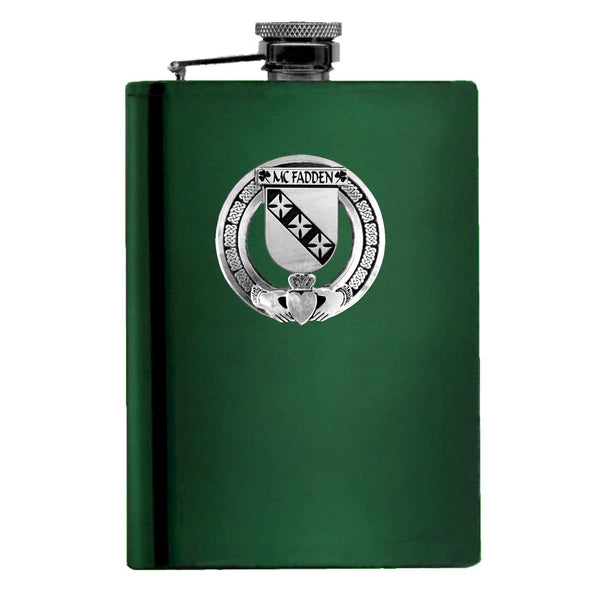 McFadden Irish Claddagh Badge 8 oz. Flask Emerald, Ebony or Stainless