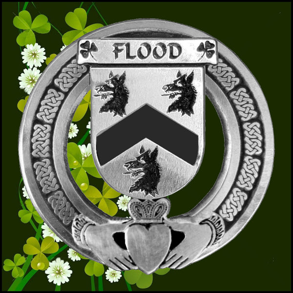 Flood Irish Claddagh Badge 8 oz. Flask Emerald, Ebony or Stainless