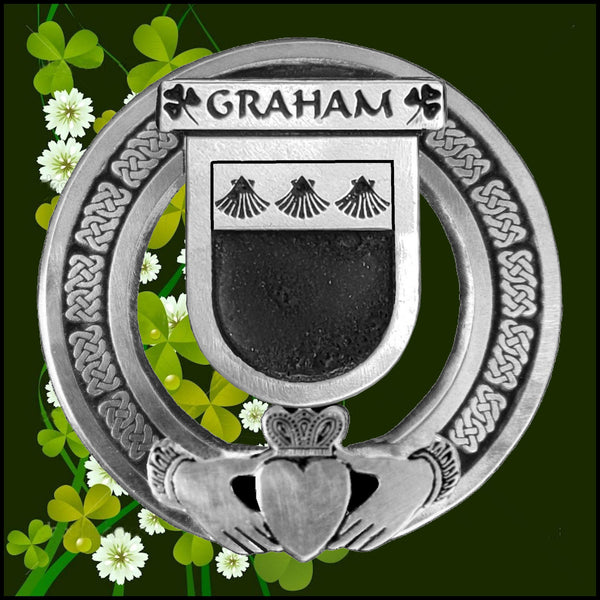 Graham Irish Claddagh Badge 8 oz. Flask Emerald, Ebony or Stainless
