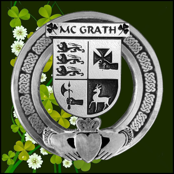 McGrath Irish Claddagh Badge 8 oz. Flask Emerald, Ebony or Stainless