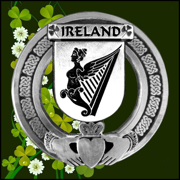 Ireland Irish Claddagh Badge 8 oz. Flask Emerald, Ebony or Stainless