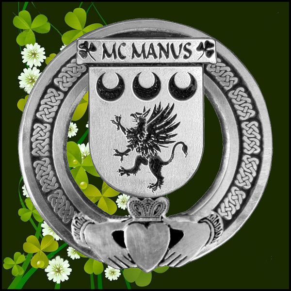 McManus Irish Claddagh Badge 8 oz. Flask Emerald, Ebony or Stainless