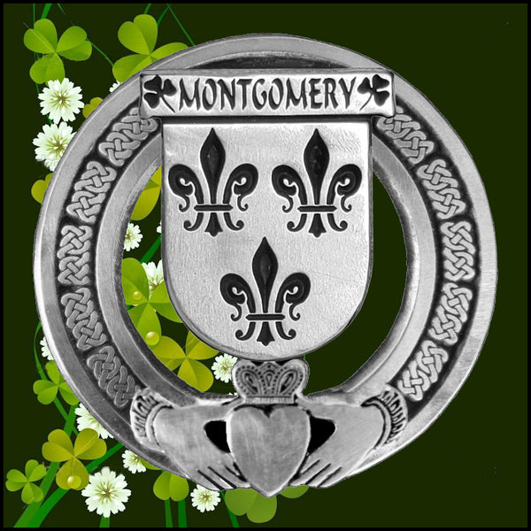 Montgomery Irish Claddagh Badge 8 oz. Flask Emerald, Ebony or Stainless