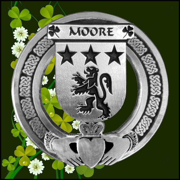 Moore Irish Claddagh Badge 8 oz. Flask Emerald, Ebony or Stainless