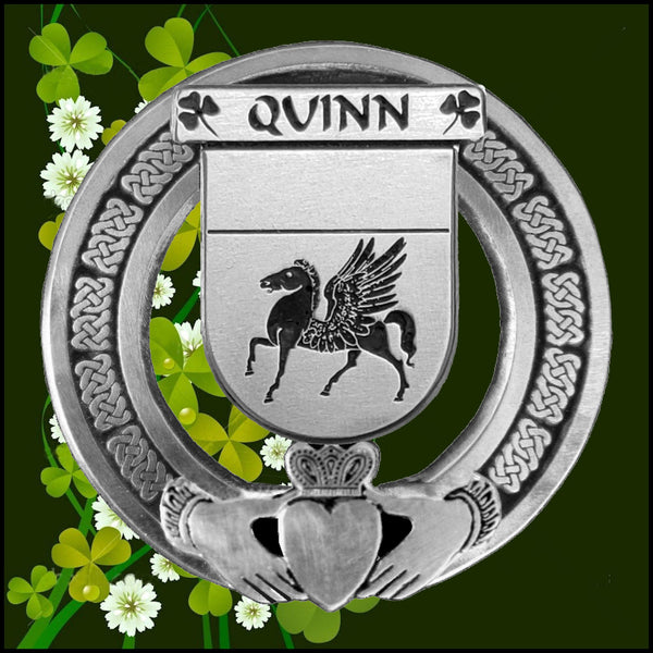 Quinn Irish Claddagh Badge 8 oz. Flask Emerald, Ebony or Stainless