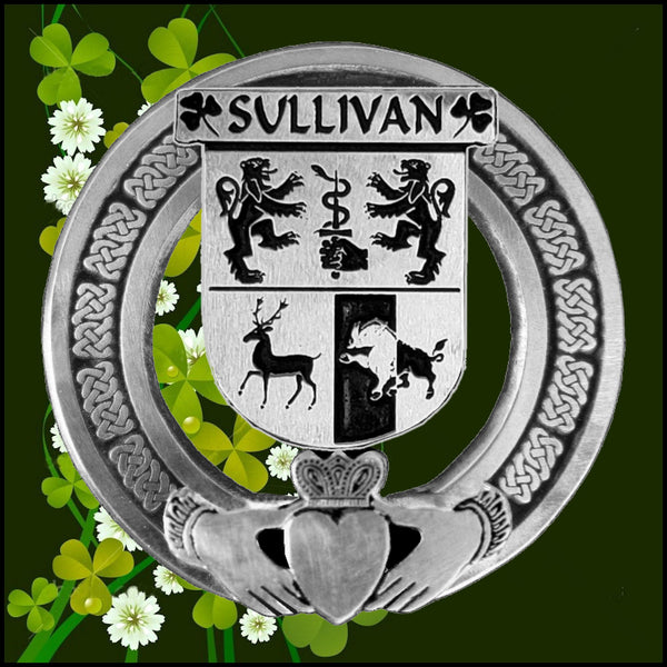 Sullivan Irish Claddagh Badge 8 oz. Flask Emerald, Ebony or Stainless