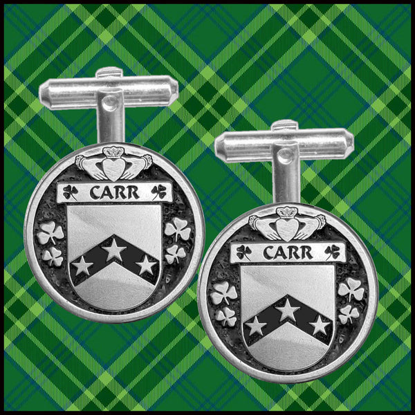 Carr Irish Coat of Arms Disk Cufflinks