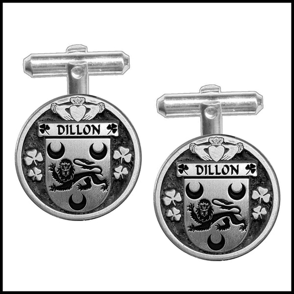 Dillon Irish Coat of Arms Disk Cufflinks