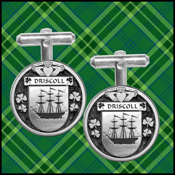 Driscoll Irish Coat of Arms Disk Cufflinks