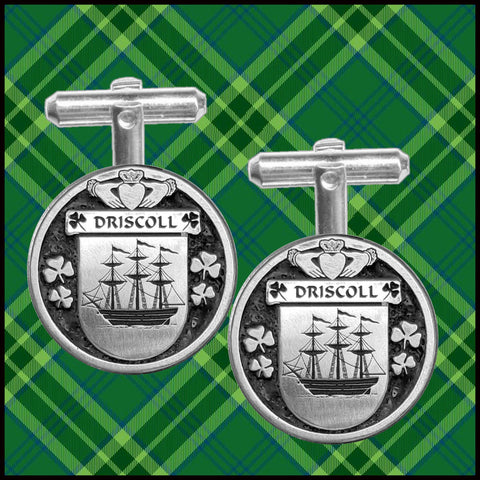 Driscoll Irish Coat of Arms Disk Cufflinks