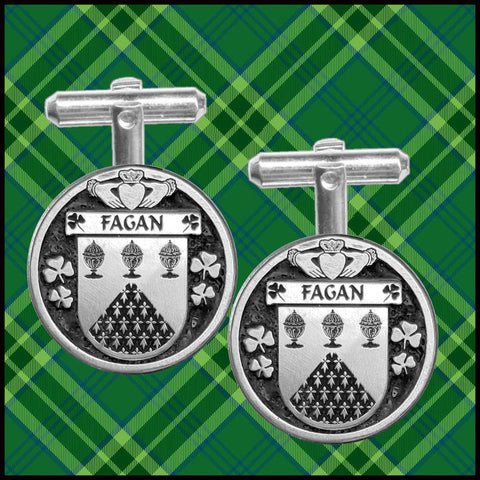 Fagan Irish Coat of Arms Disk Cufflinks