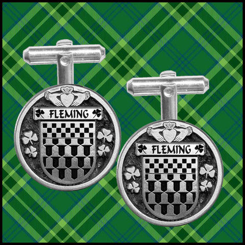 Fleming Irish Coat of Arms Disk Cufflinks