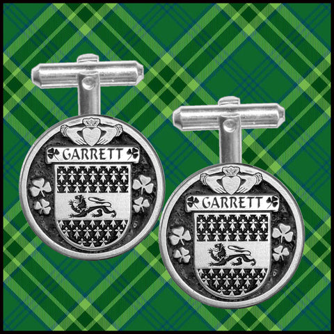 Garrett Irish Coat of Arms Disk Cufflinks