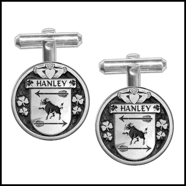 Hanley Irish Coat of Arms Disk Cufflinks