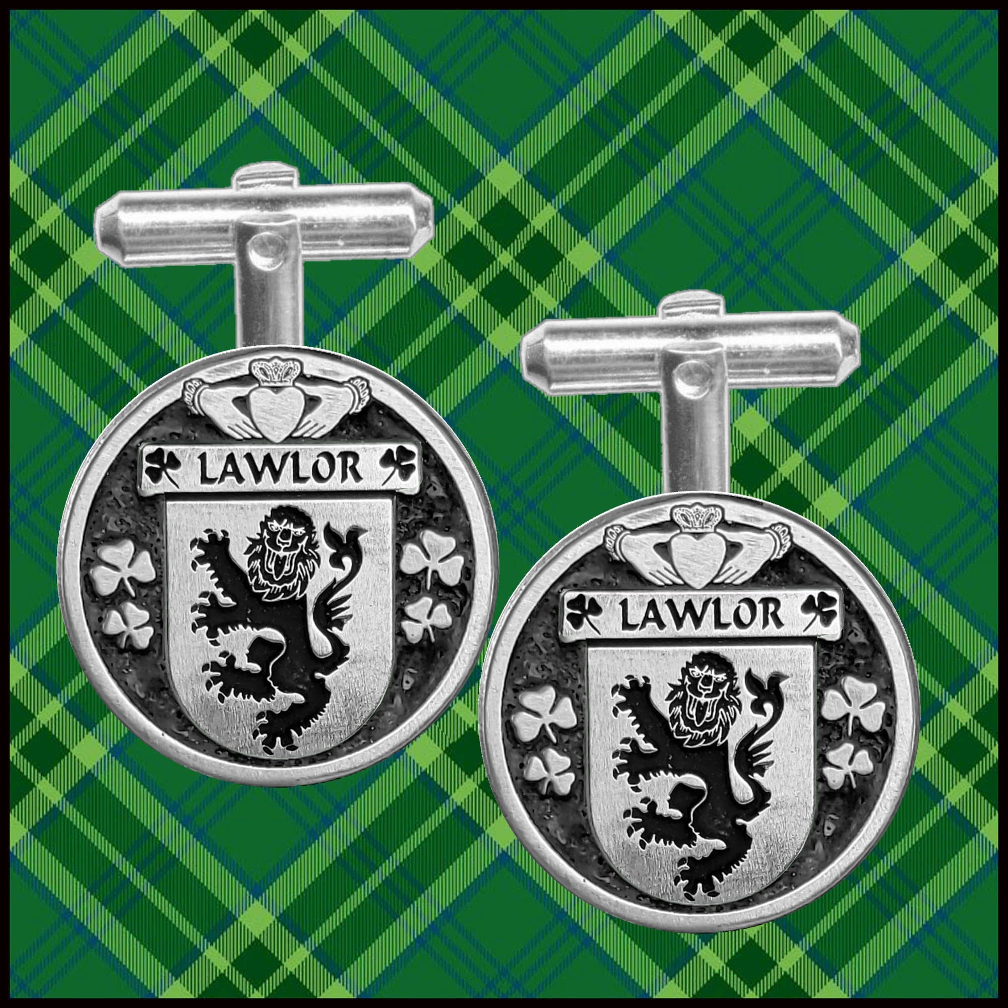 Lawlor Irish Coat of Arms Disk Cufflinks