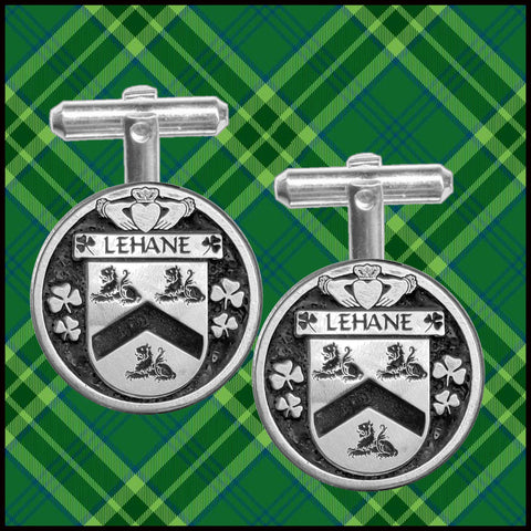 Lehane Irish Coat of Arms Disk Cufflinks