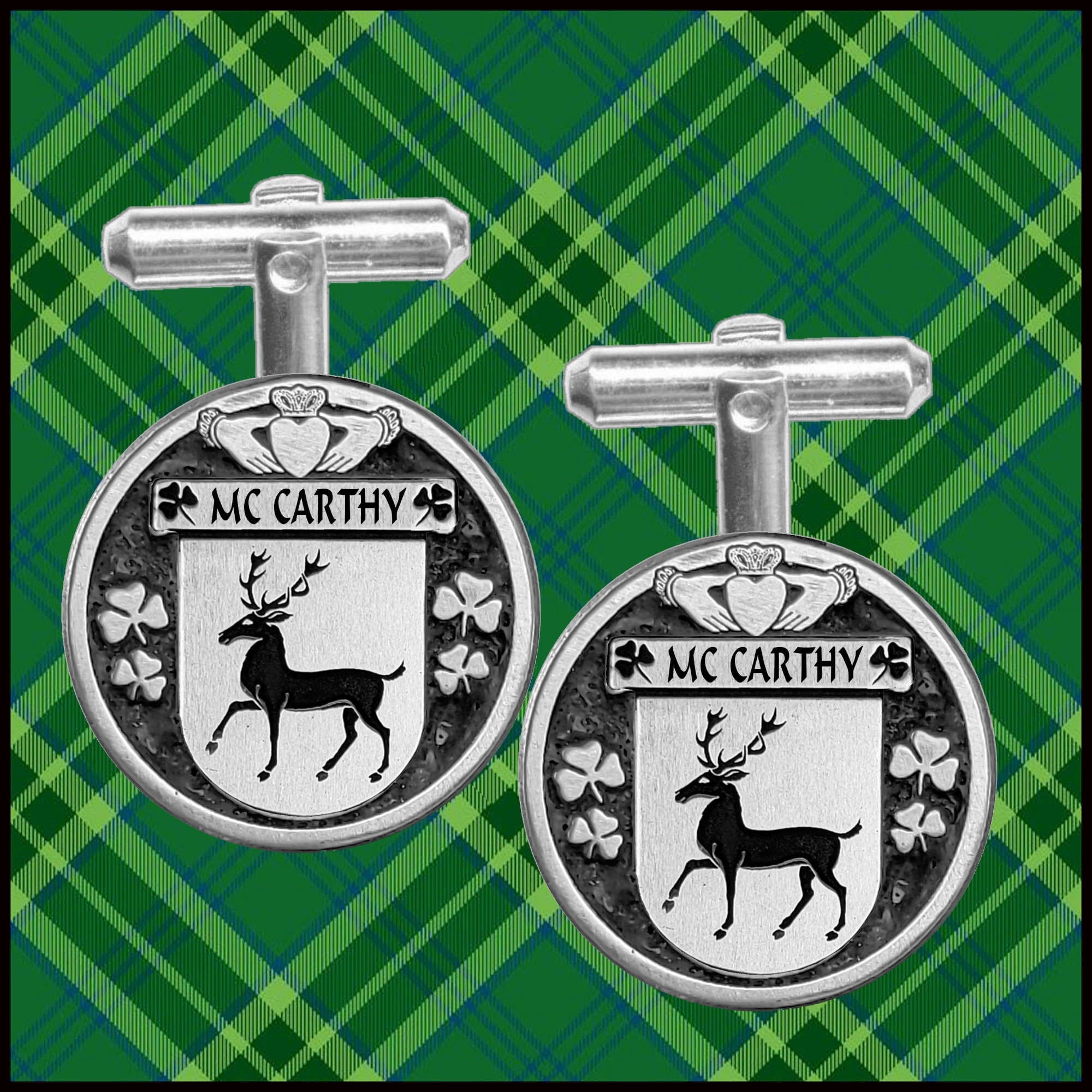 McCarthy Irish Coat of Arms Disk Cufflinks