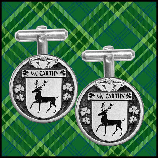 McCarthy Irish Coat of Arms Disk Cufflinks