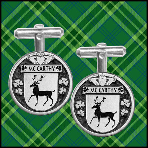 McCarthy Irish Coat of Arms Disk Cufflinks