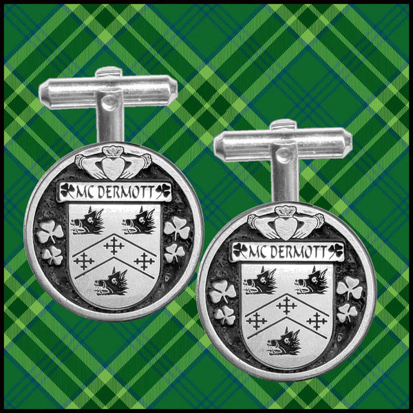 McDermott Irish Coat of Arms Disk Cufflinks
