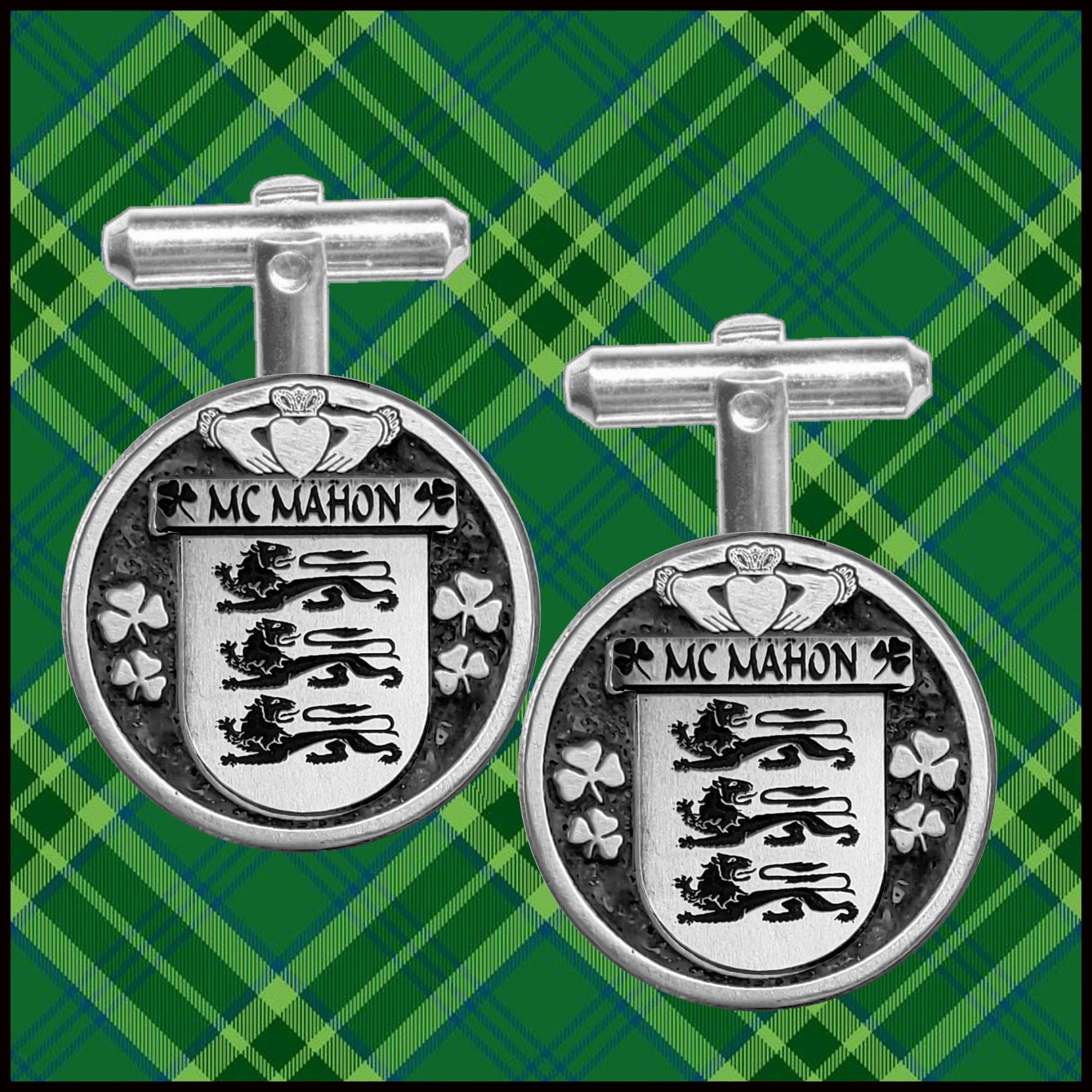 McMahon Irish Coat of Arms Disk Cufflinks